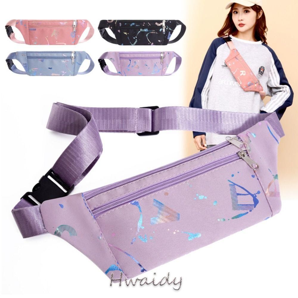 Túi đeo chéo ngực HWAIDY, Túi đeo thắt lưng dung tích lớn đa chức năng, Túi đeo chéo Nylon chống mài mòn thời trang dành cho nữ