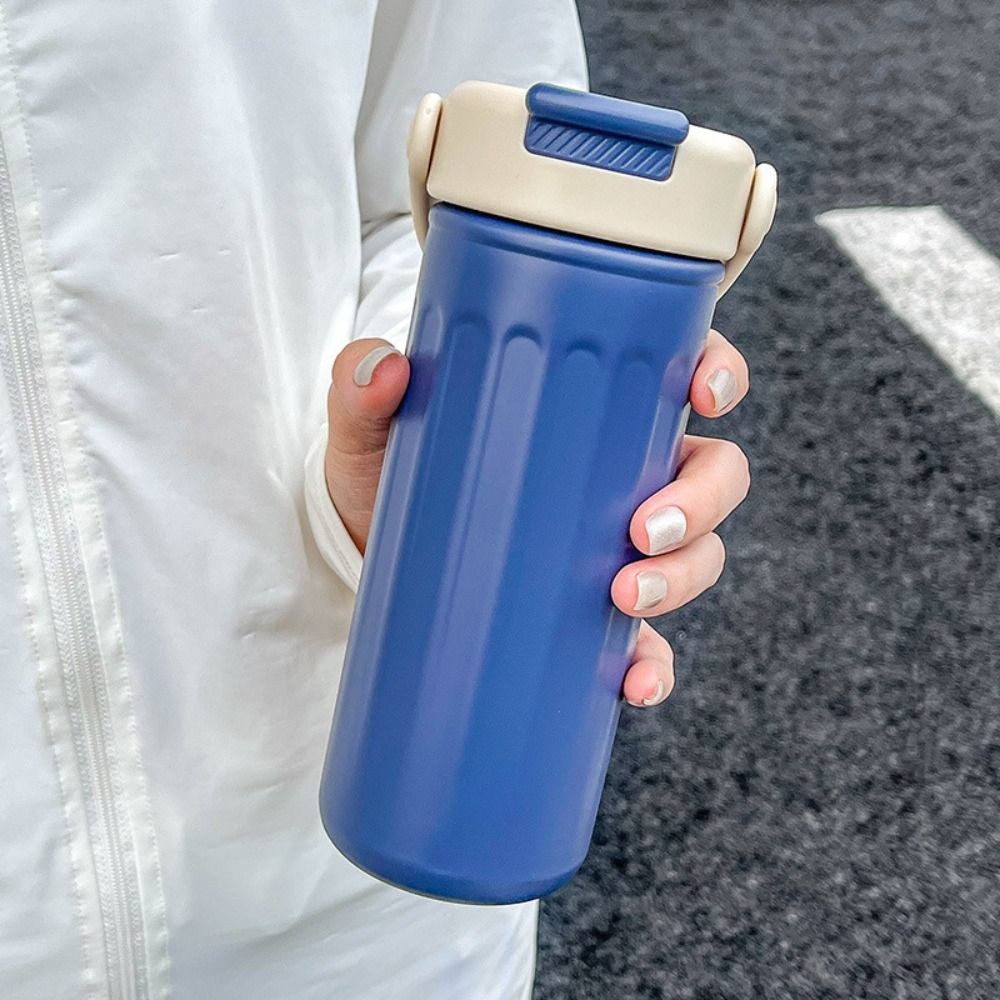 Cốc giữ nhiệt bằng thép không gỉ DELMER, Chai uống nước di động dung tích cao 500ml, cách nhiệt hoặc làm mát Cốc du lịch ống hút kép chống rò rỉ Văn phòng