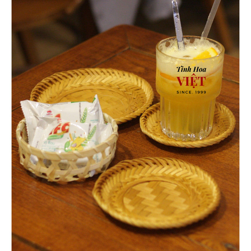 Đĩa tre hun khói chống mốc đựng hướng dương, hoa quả phục vụ nhà hàng, cafe Tinh Hoa Việt