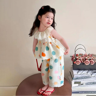 Bộ bé gái mùa hè không tay công chúa - Áo sát nách ren phối váy quần lửng 2 món dễ thương