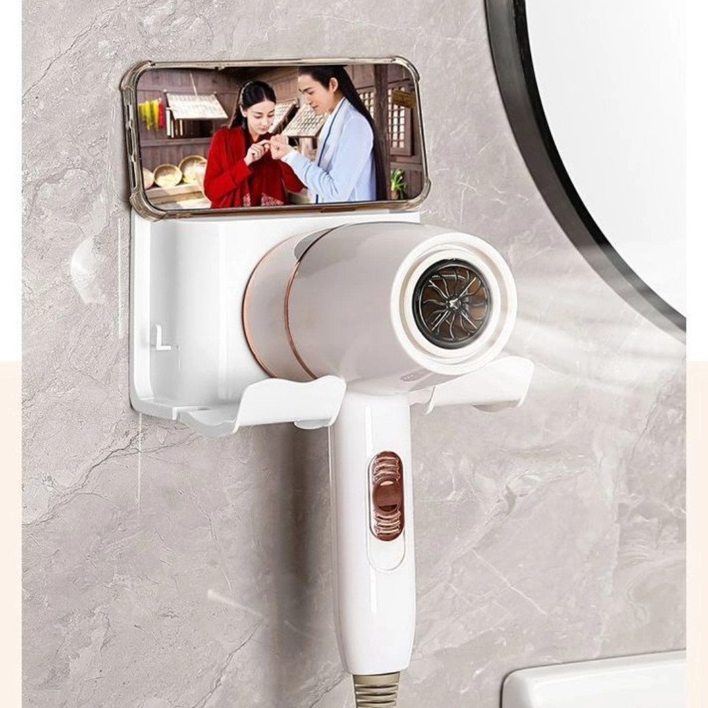 Giá đỡ máy sấy tóc treo tường cho phòng tắm Không đục lỗ Máy sấy thổi Giá đỡ phòng ngủ Kệ lưu trữ tại nhà Máy sấy tóc Móc treo