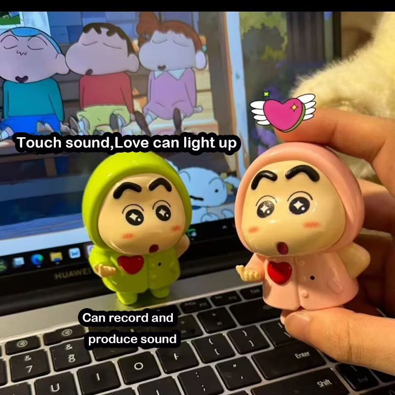 Ghi Âm Mới Crayon Shin-Chan Dạ Quang Búp Bê Cảm Ứng Dễ Thương Mặt Âm Thanh 'I LOVE YOU 'Cặp Đôi Móc Khóa Đồ Chơi Mặt Dây Chuyền Trẻ Em Bé Gái Quà Tặng