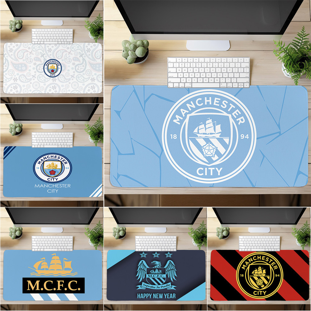 Tấm lót chuột Logo Manchester City FC In nghệ thuật Bàn phím máy tính Bàn phím (60x30cm / 80x40cm)