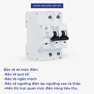 Aptomat thông minh WiFi Rạng Đông điều khiển từ xa qua wifi Model: RD.MCB.WF 2P C63