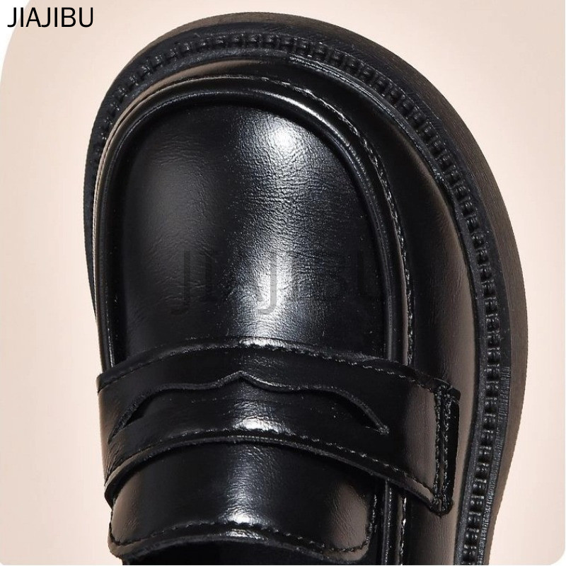 Giày Lười Mũi Tròn Chống Trượt Màu Đen Phong Cách Anh Dễ Thương Cho Bé Gái Đi Học Korean Fashion Kids' Casual Platform Mary Jane Shoes Giày Da Nhỏ Phong Cách Công Chúa Cosplay Đế Mềm Lolita Nhật Bản Giày Bệt