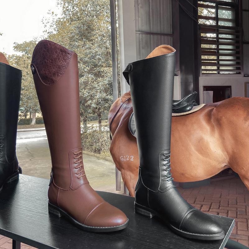 Mùa Thu Đông 2025 Hiệp Sĩ Giày Nữ Retro Nhưng Đầu Gối Thấp Gót Equestrian Giày Hiệp Sĩ Giày Bốt Kích Thước Lớn Giày 48 Thời Trang