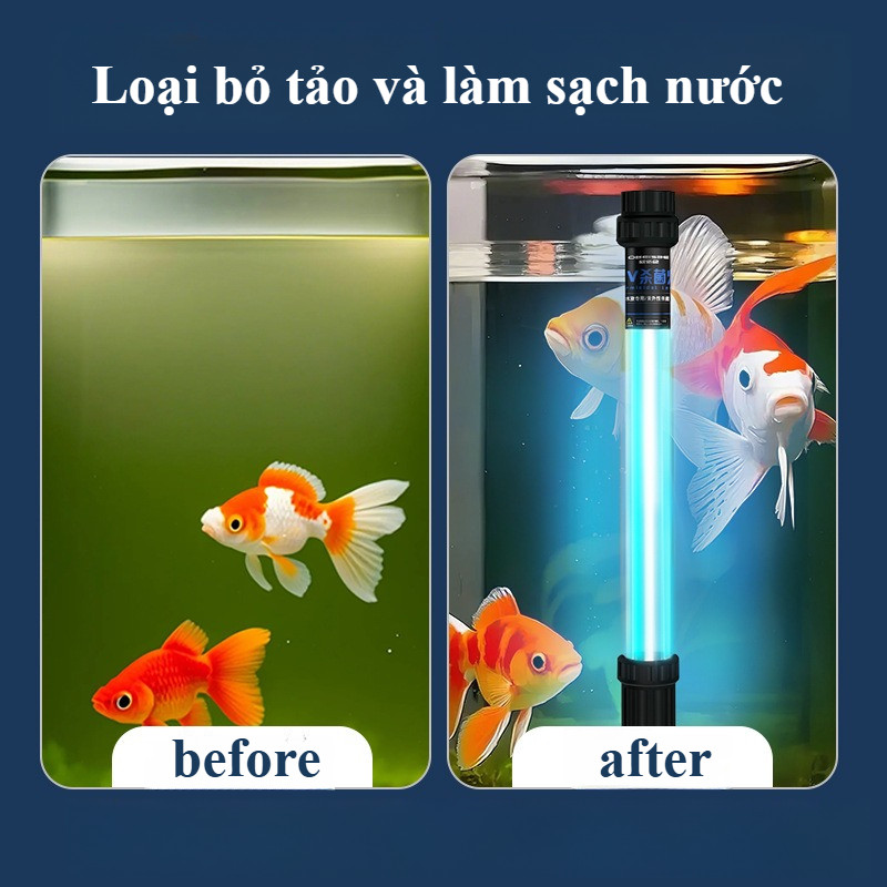 Đèn UV Diệt Khuẩn Hồ Cá 11W/13W - Tiêu Diệt Rêu Tảo & Vi Khuẩn, An Toàn Cho Cá & Cây Thuỷ Sinh