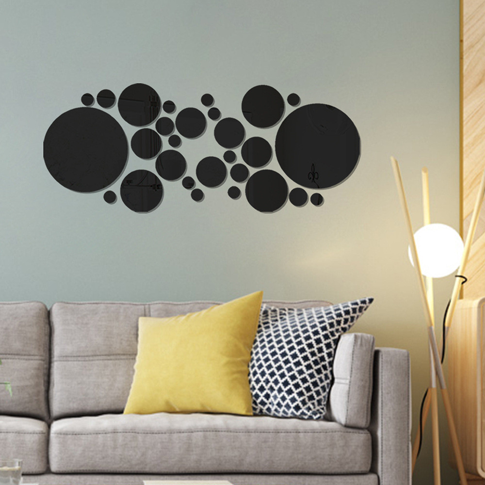 Lớn Vòng Tròn Nhỏ Gương Dán Tường 3D Ba Chiều Acrylic Trang Trí Tường DIY Phòng Ngủ Phòng Tắm Tivi Nền Phòng Ngủ Miếng Dán Tường Trang Trí