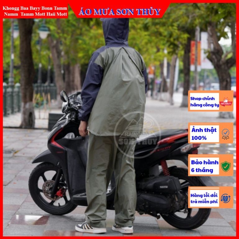 Bộ áo mưa có lưng CHE BALO CHO NGƯỜI LỚN- Bộ mưa Sơn Thủy đeo balo, nhựa PVC siêu dai, siêu chống thấm aomuasonthuyhn