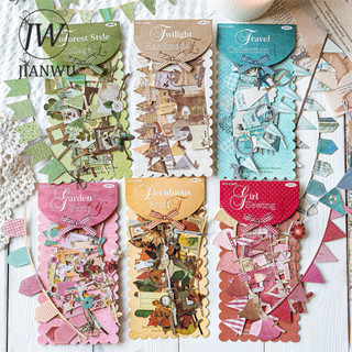 JIANWU Handmade Đảng Series Lễ Hội Cổ Điển Rỗng Phong Cảnh Chất Liệu Cắt Dán Sổ Lưu Niệm Nhãn Dán Sáng Tạo Tạp Chí Văn Phòng Phẩm