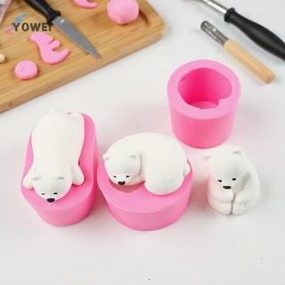 YOWEI 1 Gấu Khuôn Nến Silicon 3D Gấu Bắc Cực Nến Khuôn Trang Trí Bánh DIY Handmade Fondant Đất Sét Chocolate Khuôn VN