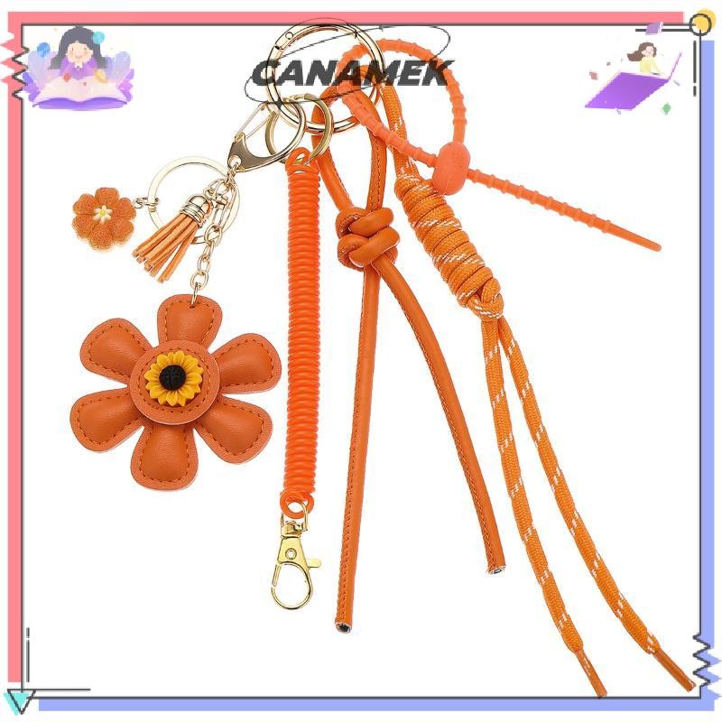 CANAMEK 1 Người Phụ Nữ Mới Da Móc Khóa Túi Hướng Dương Quyến Rũ Mặt Dây Chuyền Thời Trang DIY Phụ Kiện Quà Tặng CSF