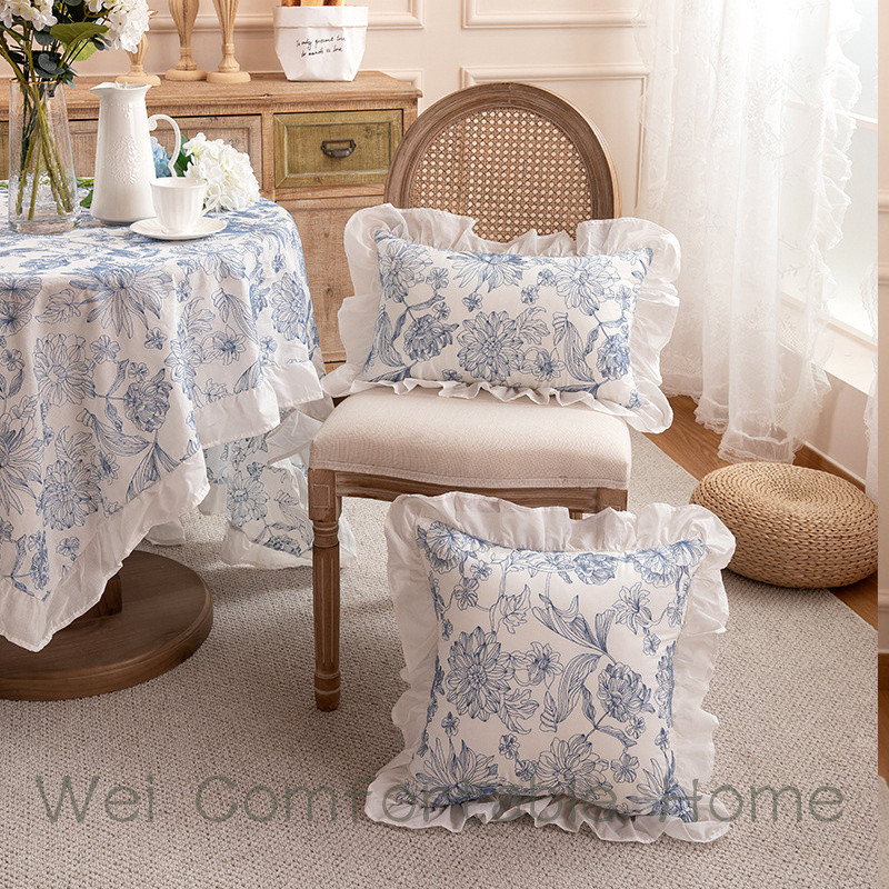 Mới Pháp Lãng Mạn Mục Vụ Xù Nấm Ren Cotton Thêu Gối Sofa Đầu Giường Gối