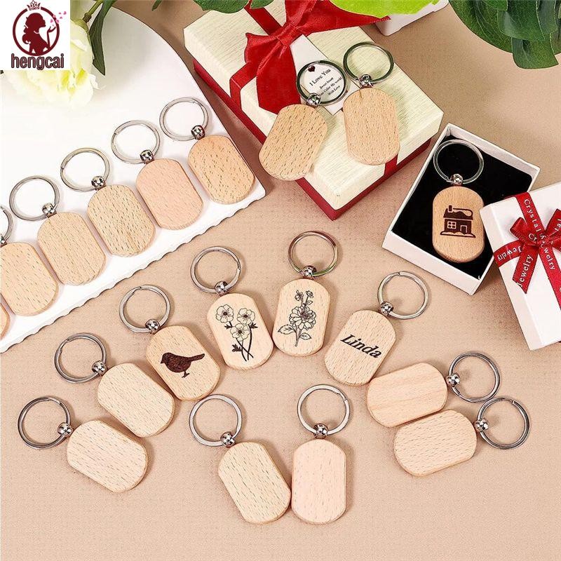 110 Chiếc Móc Khóa Bằng Gỗ Trống Cho Đồ Thủ Công Khắc DIY - Vuông Tròn