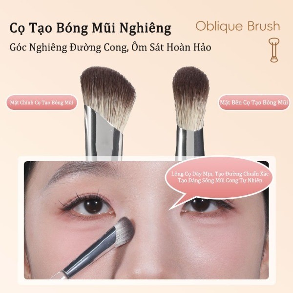 Cọ trang điểm VEECCI cọ tạo khối hai đầu, cọ phấn mắt, cọ má hồng phủ phấn che khuyết điểm lông mềm đa năng