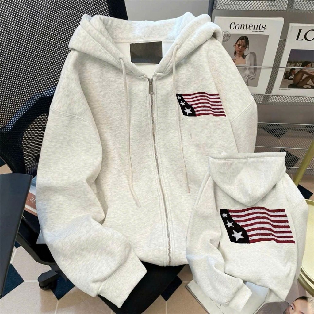 Áo khoác nỉ mũ 2 lớp unisex dài tay, phong cách thoải mái cho mùa đông ấm áp nam nữ mặc đẹp-phong3158
