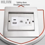 Hilivn Ổ cắm âm sàn Ổ cắm cửa trượt sành điệu 3 cổng USB A C LAN cho sàn Mặt bàn sàn Bàn — ảnh 7