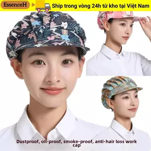 Mũ đầu bếp ESSENCEH, Mũ nấu ăn in hoa chống bụi, Đồng phục làm việc chống dầu bằng vải Cotton Đồ dùng nhà bếp