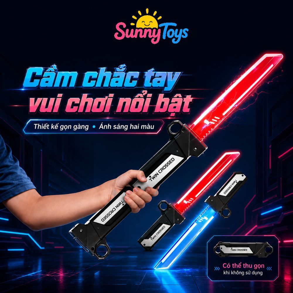 Bộ Kiếm Ánh Sáng Phát LED SunnyToys - 2 Kiếm Ghép Đôi Cho Bé Chơi Nhập Vai Chiến Binh