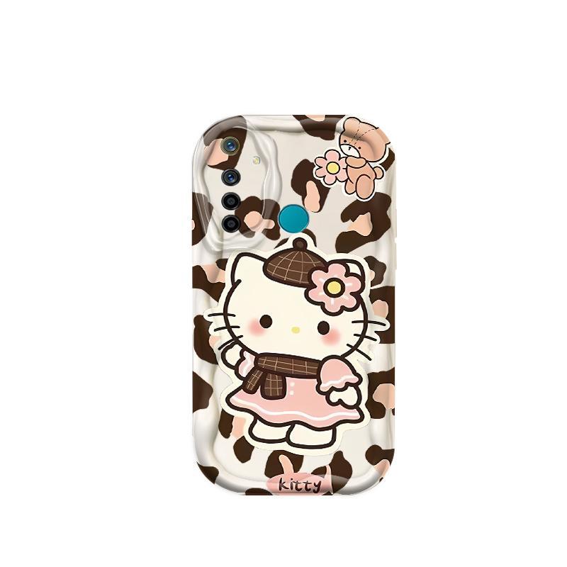 Vỏ Silicon Hoạt Hình Cho Realme 5 5i 5S 6i 3D Vỏ Điện Thoại Mềm TPU Da Báo In Hình Kitty Ốp Lưng Chống Sốc