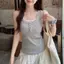 Áo Vest hình chữ I hai mảnh giả ren dành cho nữ Phong cách mới Slim-fit Slimmer Look Áo không tay ngắn