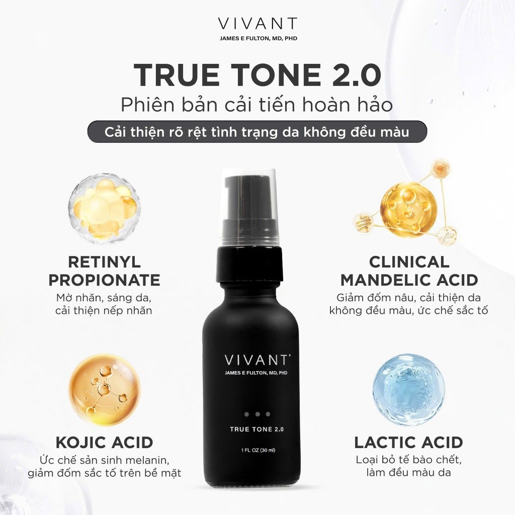 [HÀNG CÔNG TY] Serum True Tone 2.0 Vivant Skincare  30ml | Dưỡng Sáng Căng Bóng Da