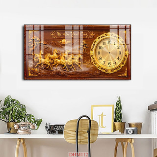 Tranh đồng hồ chủ đề Mã Đáo Thành Công mẫu 01 tráng gương