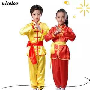 Trang phục NICOLOO Wushu, Đồng phục Kungfu dài tay Wushu Performance, Thời trang truyền thống có thắt lưng Võ thuật Đồng phục trẻ em