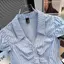 Áo sơ mi thiết kế ngắn tay polo sọc phong cách Preppy xếp ly mùa hè Phong cách mới Sweet Spicy All-Match Top