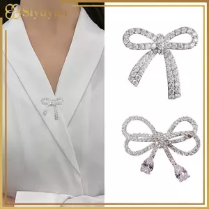 Siyuyan Thanh Lịch Nơ Kim Cương Giả Thổ Cẩm Bule Pin Dành Cho Nữ Bé Gái Nơ Bule Pin Cardigan Kẹp Trang Sức Thổ Cẩm Phụ Kiện VN