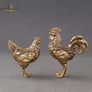 HL 1 / 2 Chiếc Thu Nhỏ Đồng Gà Trống Và Gà Mái Đồ Trang Trí Đồng Chắc Chắn Gà Trống Tượng Nhỏ Văn Phòng Để Bàn Đồ Trang Trí Trà Thú Cưng Thủ Công LMWU