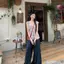 Áo sơ mi hoa cổ điển kiểu Pháp dành cho nữ Thiết kế mùa hè Thắt nút áo sơ mi em bé dáng rộng tay bay nhỏ