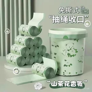 Túi Đựng Rác Camellia Hộ Gia Đình Không Rách Dày Di Động Cực Lớn Chống Rò Rỉ Dây Rút Nhựa Hộ Gia Đình Ký Túc Xá Muỗi FEJH