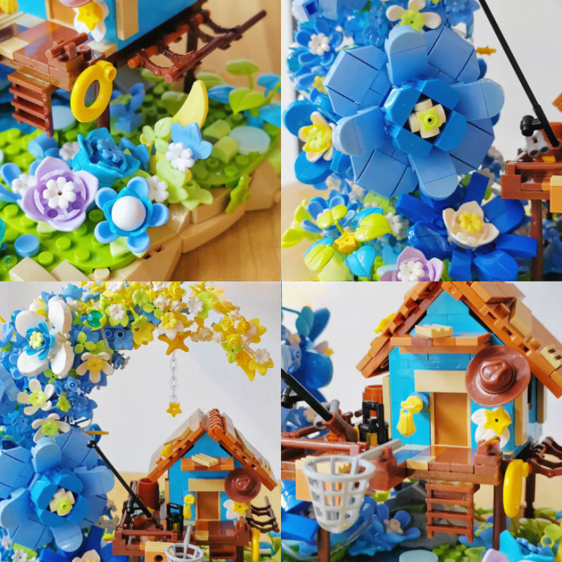 【SKISOPGO】Bộ lắp ráp nhà hoa ánh trăng Moonflower Tree House-14x9.2x15cm,Quà Sinh Nhật Cho Trẻ Em,Trang Trí Bàn Học