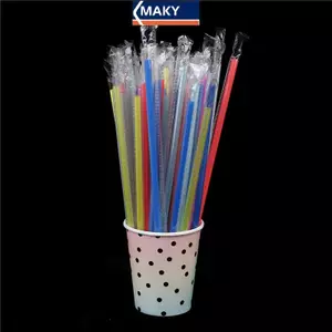 MAKY 100Pc Trong Suốt Bọc Cá Nhân Uống Pp Ống Hút Đồ Uống Ống Hút Dự Tiệc Cung Cấp VN