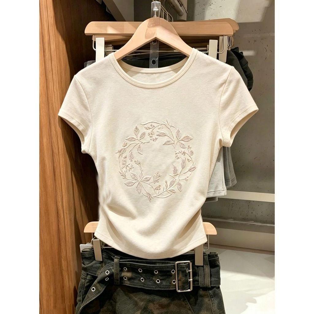 [Giảm giá trong thời gian có hạn] 2026 Phong cách mới màu nâu ngắn tay Cotton co giãn vải thoải mái in hoa Slim-fit Thợ may Sli
