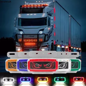 Đèn xe tải mắt quỷ LACYESUK, Đèn đánh dấu bên mắt siêu sáng đa chế độ, Biến hiệu ứng động Hình chữ nhật RGB LED 24V Thay thế đèn đánh dấu bên xe tải