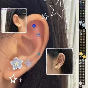 20 Miếng Dán Hình Hoa Bướm Pha Lê Tai Hạt Châm Cứu Auricular Dùng Một Lần Tai Stiers Massage Trị Liệu Kim Miếng Dán