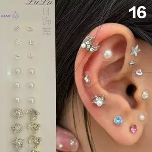 Nơ Thời Trang Nhiều Màu Sắc Kim Cương Giả Ngọc Trai Tai Stiers Áp Lực Tai Sti Châm Cứu Tai Móng Tay Massage