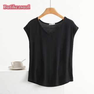 Áo cotton nữ modal mùa hè 2024 không dây trơn dáng rộng cổ tròn thời trang giản dị M-2XL