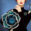 HNKMP Xanh Kim Cương Giả Camellia Hoa Thổ Cẩm Dành Cho Nữ Men Pin Thanh Lịch Ve Áo Chân.