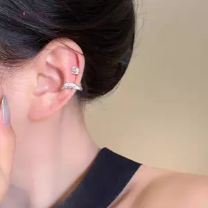 AqToCna 1 Cặp Ngọt Ngào Thoáng Mát Thiên Thần Cánh Tai Xương Móng Tay Cho Nữ Thời Trang Sáng Bóng Zircon Bông Tai Phụ Kiện Trang Sức Quà Tặng AqToCna