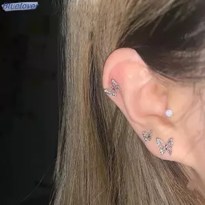 Bluelover 6 Cái / bộ Bộ Bông Tai Pha Lê Đơn Giản Dành Cho Nữ Bướm Zircon Bông Tai Cô Gái Tiệc Cưới Đính Hôn Phụ Kiện Trang Sức Mới