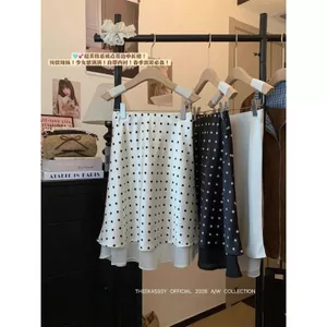 Váy Polka Dot Acetate phong cách Hàn Quốc Mùa hè eo cao Slim-fit Slimer Look Covering đáy quần a @ -