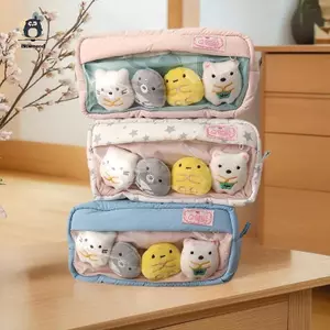 Hộp đựng bút chì trong suốt có đệm dung tích lớn ngọt ngào dễ thương với 4 búp bê Sinh viên Văn phòng phẩm Túi đựng bút Túi đựng mỹ phẩm nữ tính Quà tặng Mới