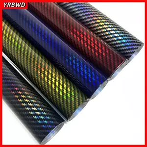 Phim Vinyl sợi Carbon YRBWD, Phim ngoại thất nội thất Nhãn dán thân xe máy có độ bóng cao, Hiệu ứng 9D mát mẻ Xe DIY Bọc Giấy dán cho ô tô Xe máy DIY