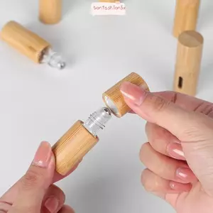 Chai lăn tre ITRUMPET, Chai lăn Mini 3ml / 5ml / 10ml / 15ml, Quà tặng với Bộ du lịch lăn bằng thép không gỉ Chai có thể nạp lại di động cho mẫu nước hoa tinh dầu