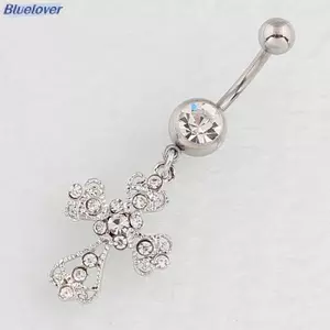 Bluelover Thép không gỉ Chữ Thập Mặt Dây Chuyền Rốn Móng Tay Thời Trang Pha Lê Kim Cương Giả Bụng Nút Nhẫn Dành Cho Nữ Cơ Thể Gợi Cảm Xuyên Trang Sức Mới