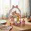 Quà Tặng Giả Vờ Tiệc Trà Món Tráng Miệng Đứng Sơn Hồng Sweet Shop Play Set Đánh Bóng Cạnh Cho Bé Gái, Trẻ Em