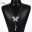 LUImo Opal Đá Bướm Dây Chuyền Áo Len Dài Nelace Mặt Dây Quà Tặng Cho Bé Gái Trang Sức SBS